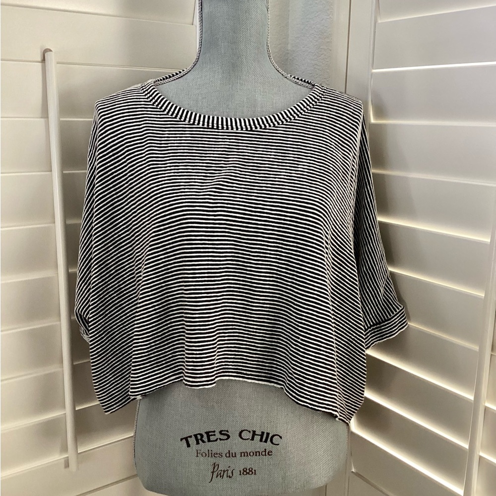 Caution To The Wind‎ Women’s Striped Black & White Top Stretchy Streetwear